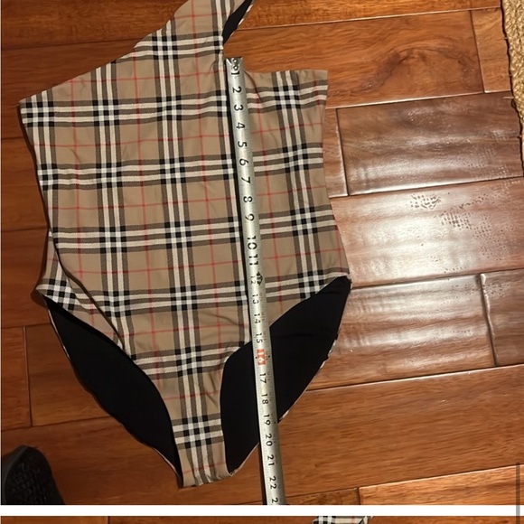 Burberry  Beige Plaid One-Shoulder Bodysuit - Picture 10 of 11